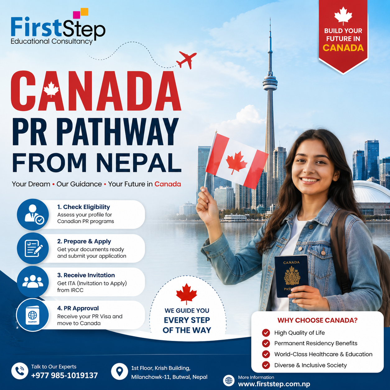 Canada PR pathway from Nepal - First Step Educational Consultancy Butwal
