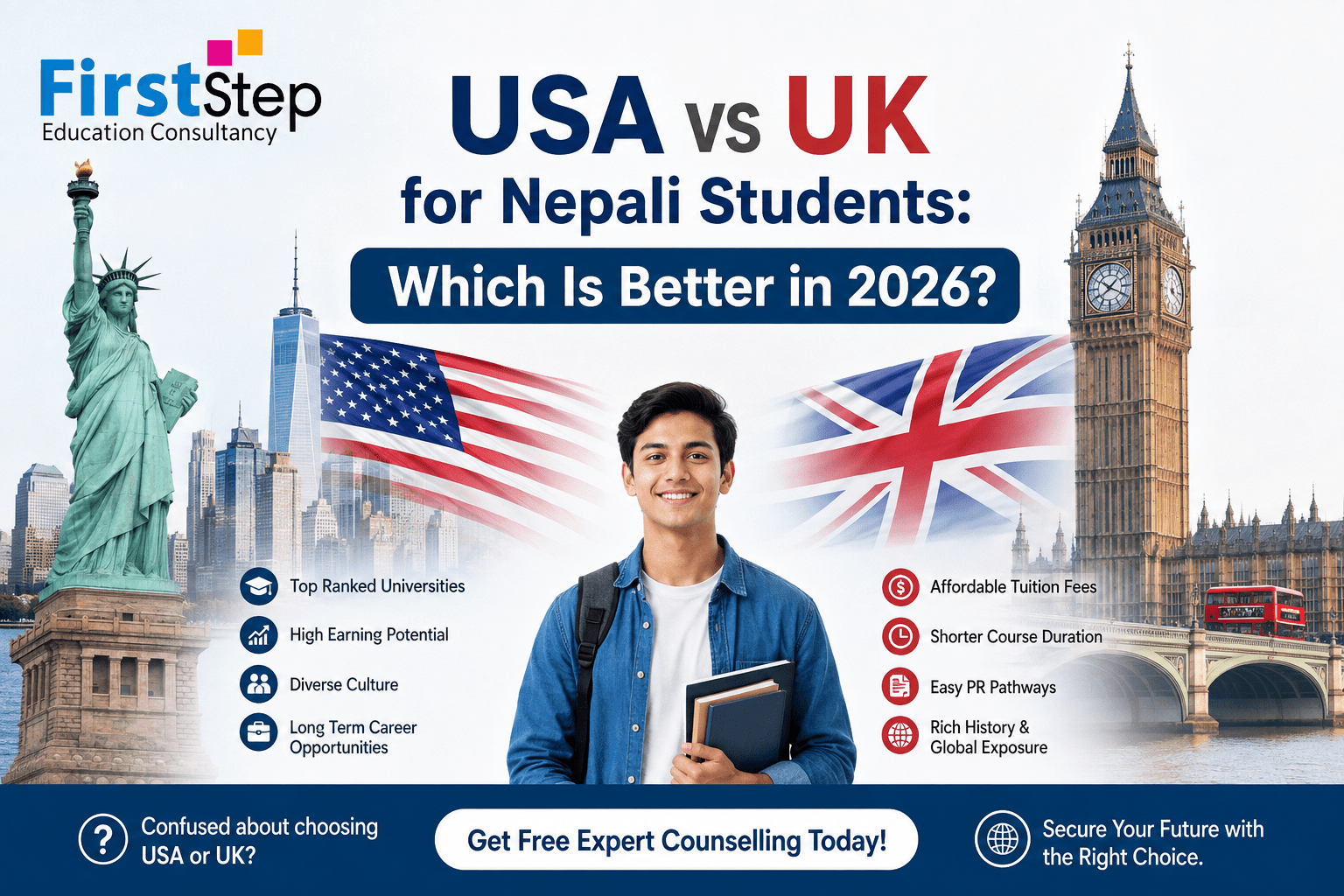 usa vs uk for nepali students comparison infographic